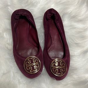 Burgundy Suede Tory Burch Flats